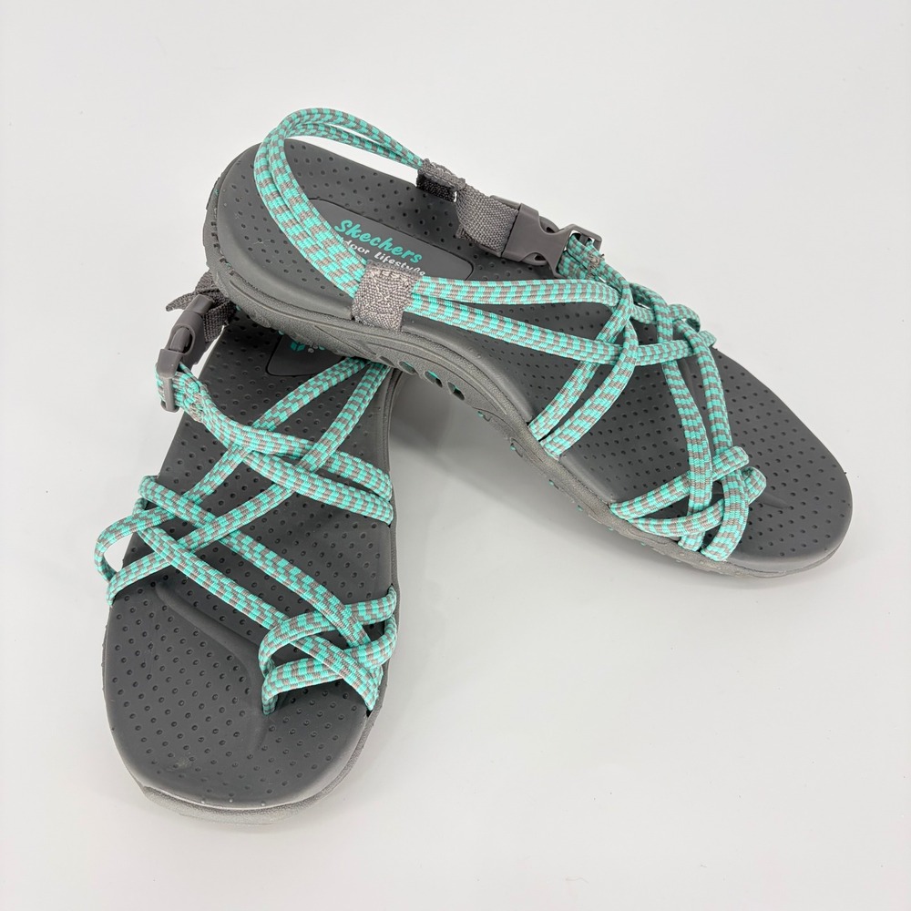 Skechers Outdoor Lifestyle Womens Teal Grey Strappy Athletic Sandals Buckle 10in